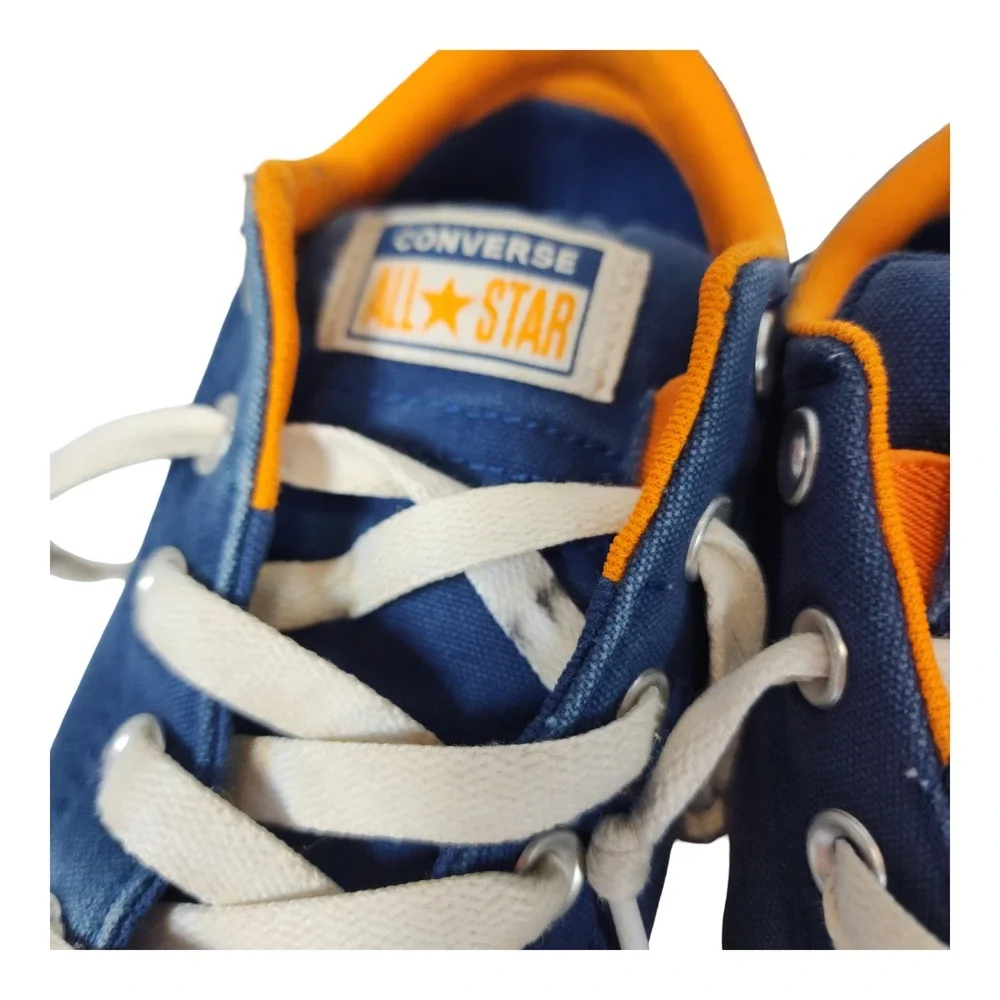 Converse All Star Kids Blue Orange Canvas Low Top Sneakers 665115F Size 3